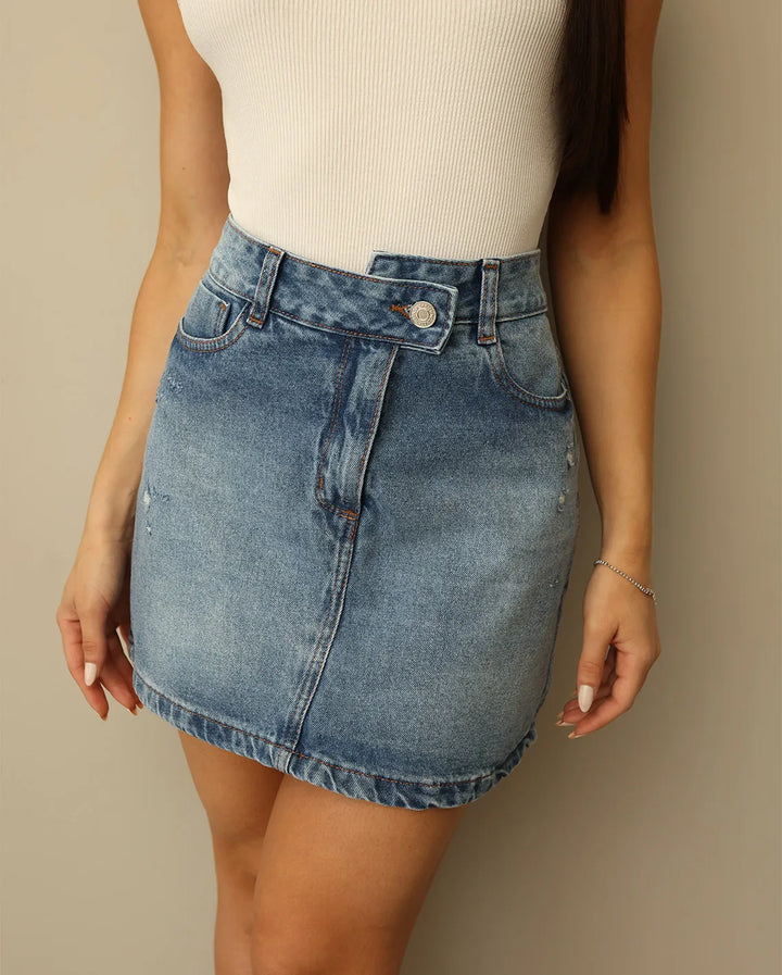 Mini Saia Jeans Cós Irregular 25008 (6I)