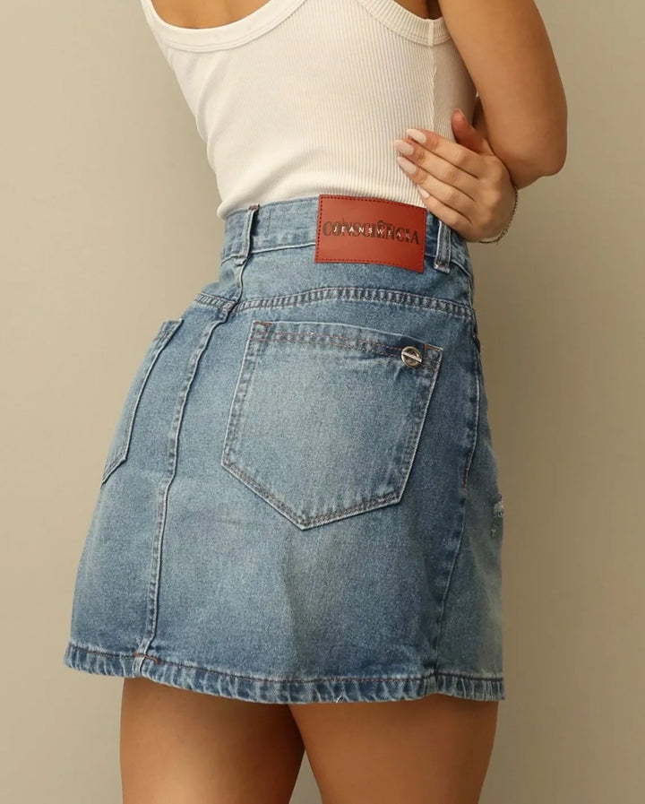 Mini Saia Jeans Cós Irregular 25008 (6I)