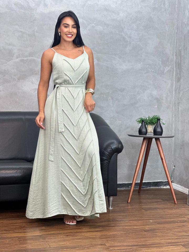 Vestido Longo Detalhe Frontal 3630. (3-H)