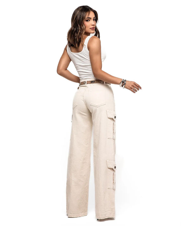 Calça Jeans Wide Leg Cargo 24757. 4(C)