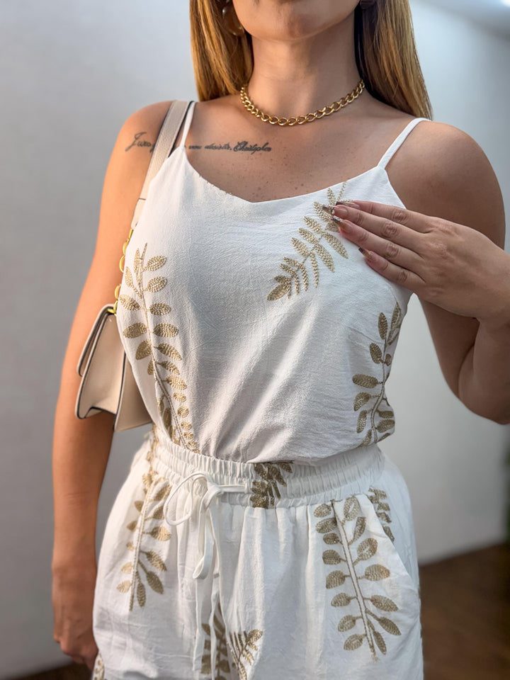 Blusa Bordada Folhagem 23083
