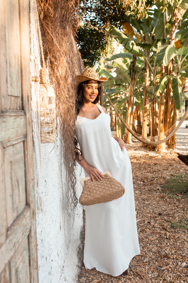 Vestido Longo Alça Bordada 1193. (3-F)