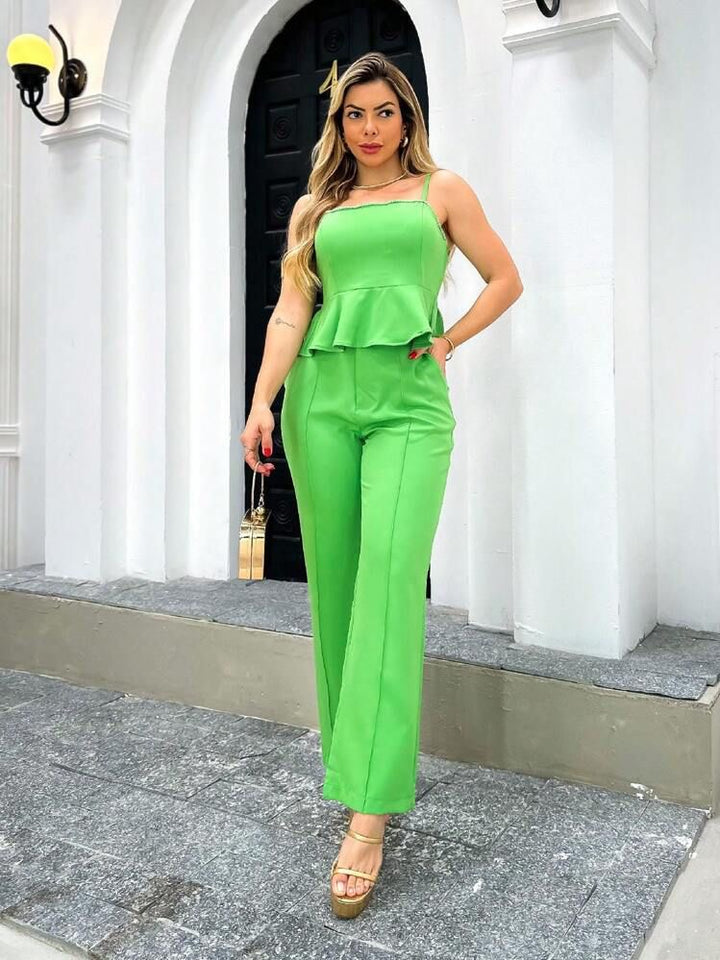 Conj. Cropped Babadinho e Calça Wide Leg 0756
