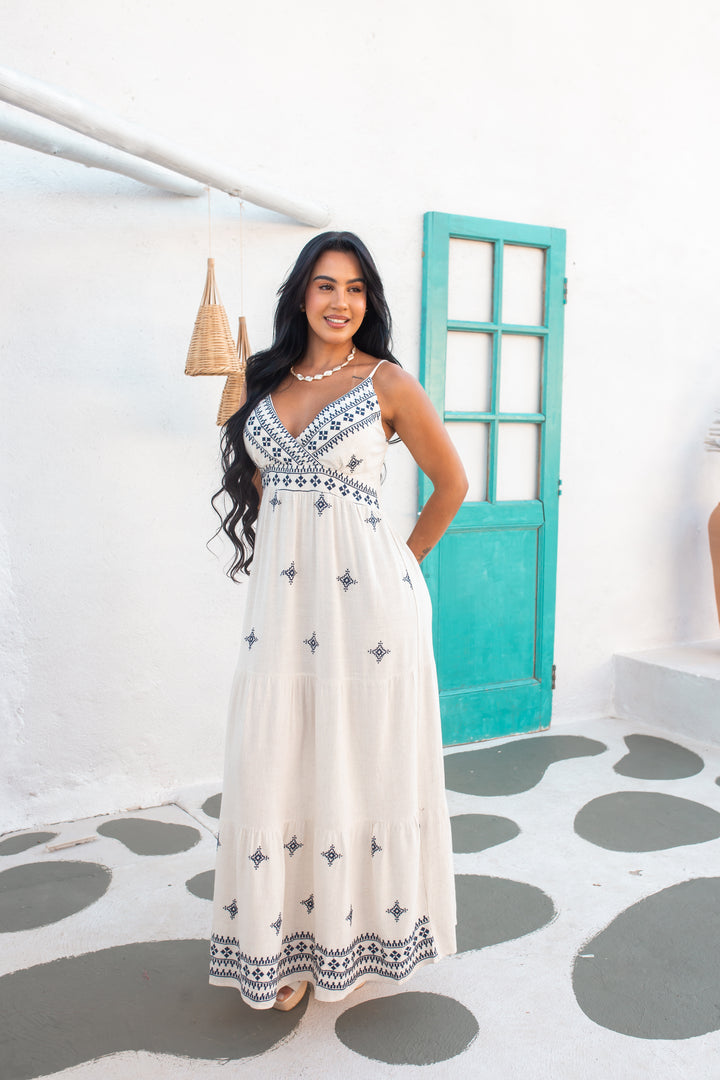 Vestido Linho Bordado 22028