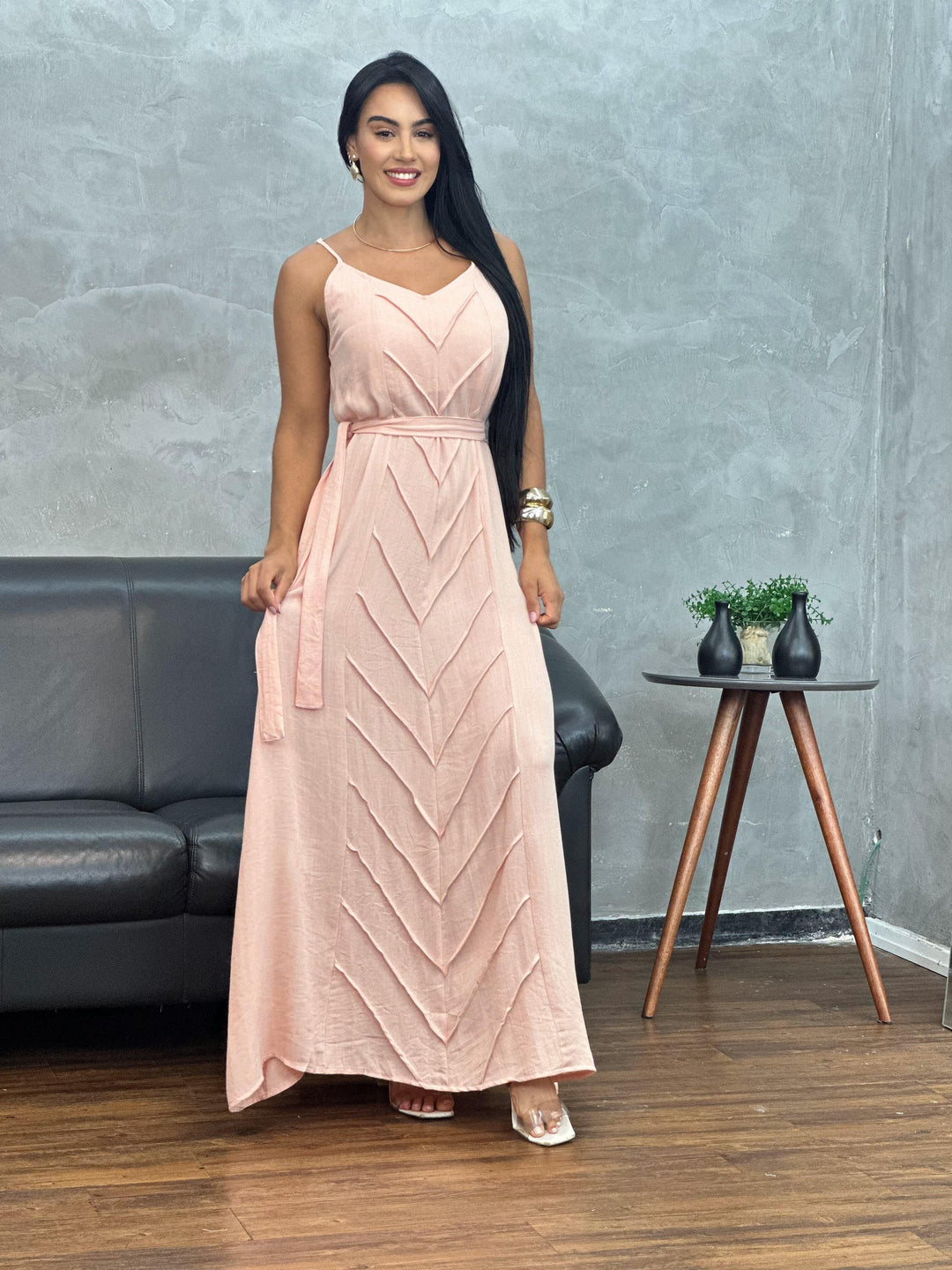 Vestido Longo Detalhe Frontal 3630. (3-H)