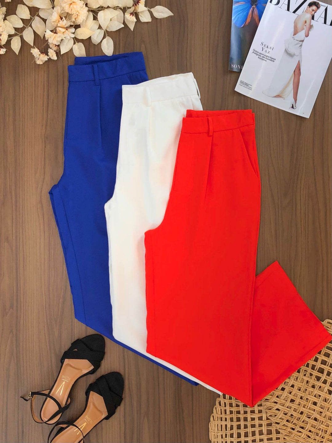 Conj. Cropped Alça Strass e Calça Pantalona 2337