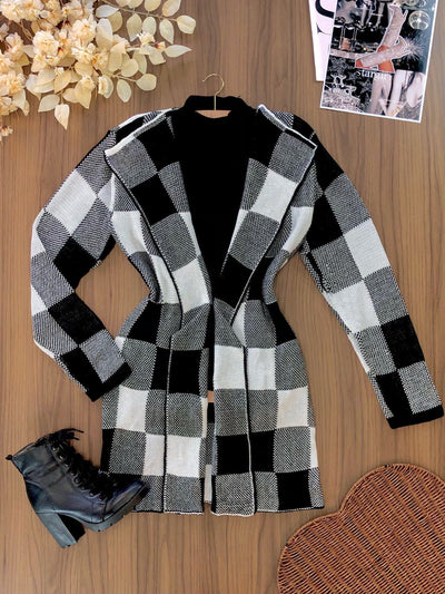 Cardigan Tricô Xadrez 010524. (17/G)