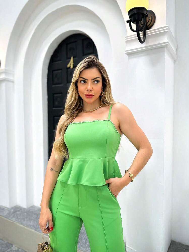 Conj. Cropped Babadinho e Calça Wide Leg 0756