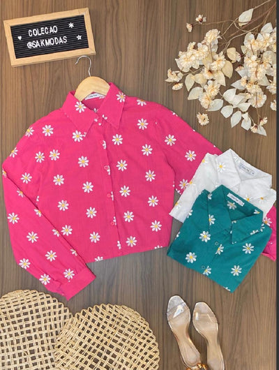 Camisa Cropped Flower 3603  (3/A)