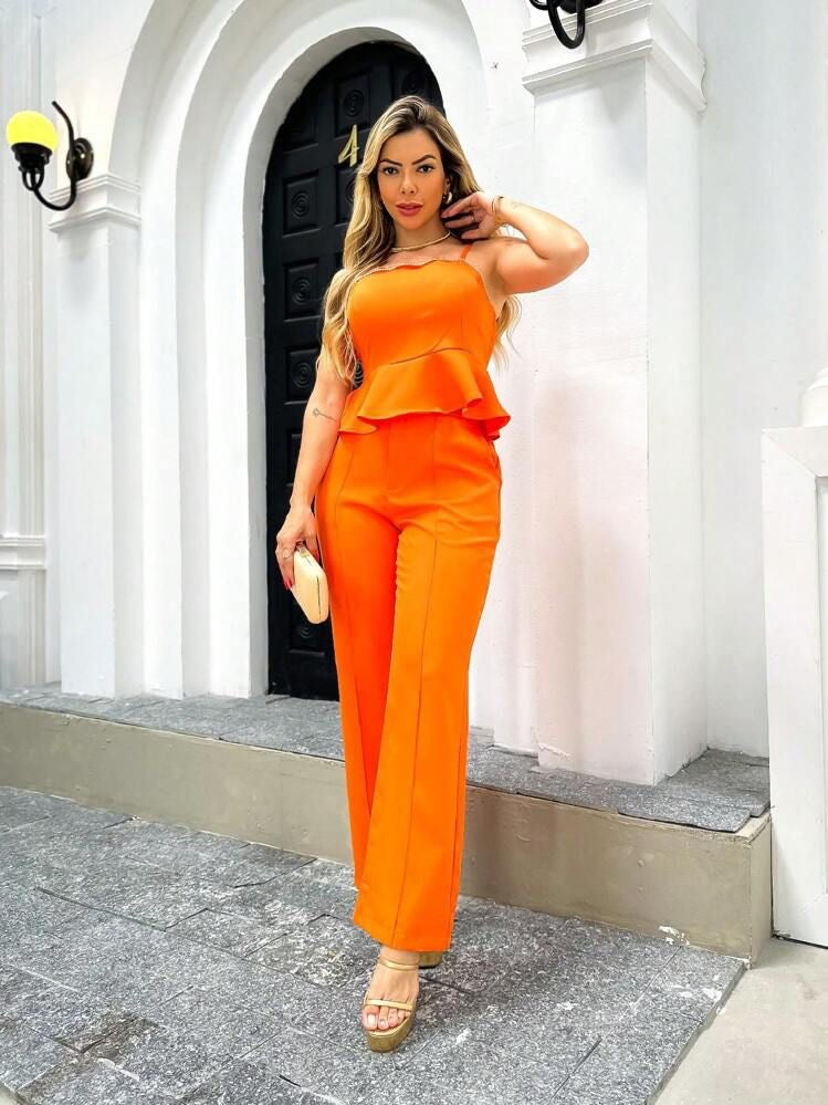 Conj. Cropped Babadinho e Calça Wide Leg 0756
