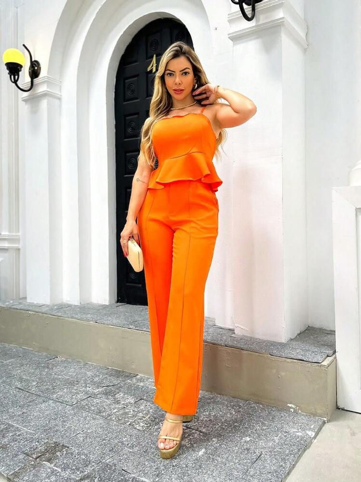 Conj. Cropped Babadinho e Calça Wide Leg 0756