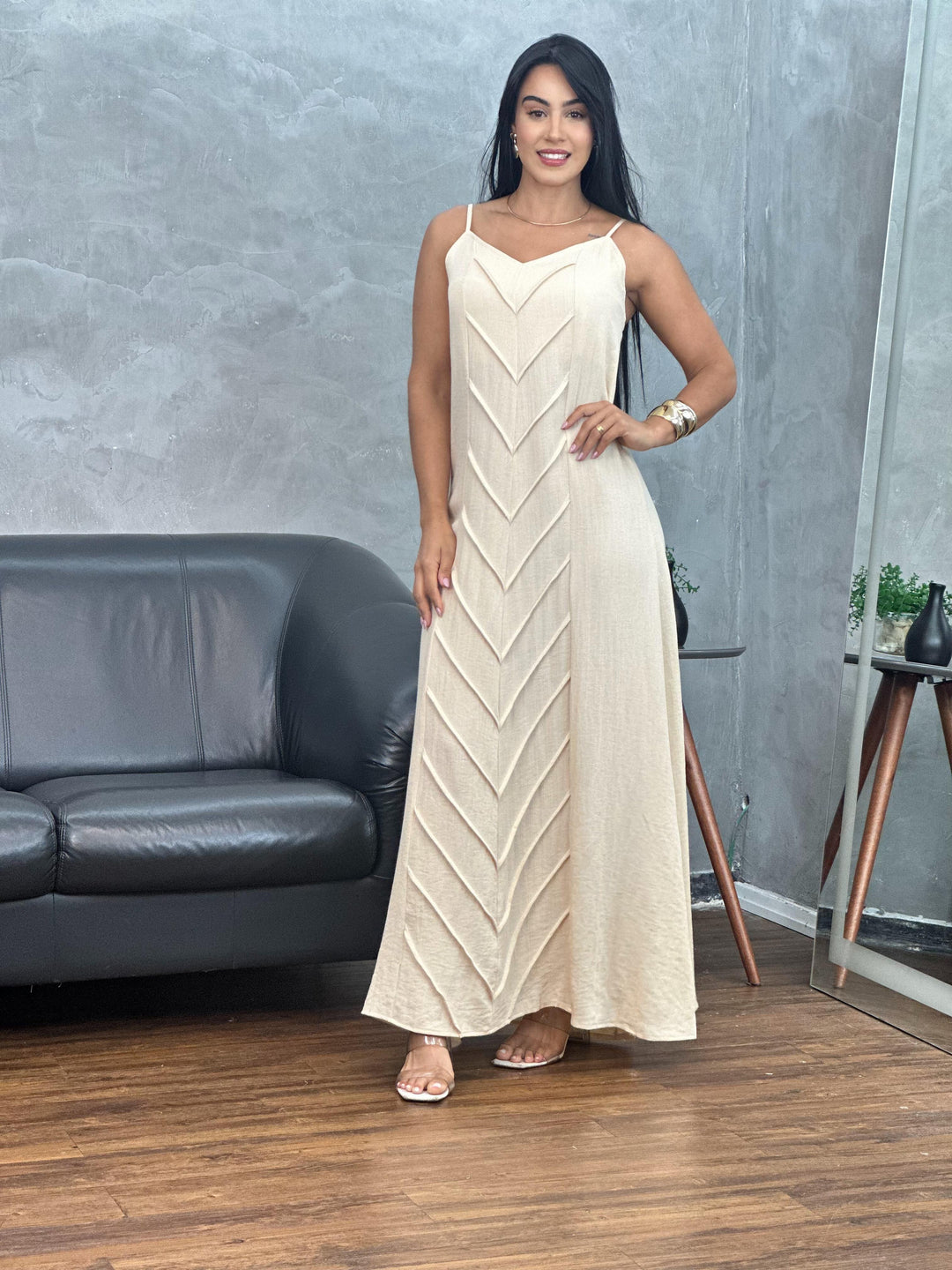 Vestido Longo Detalhe Frontal 3630. (3-H)