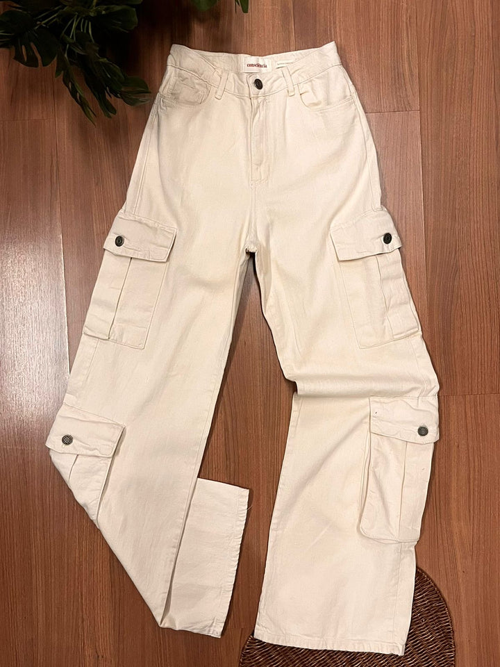 Calça Jeans Wide Leg Cargo 24757. 4(C)
