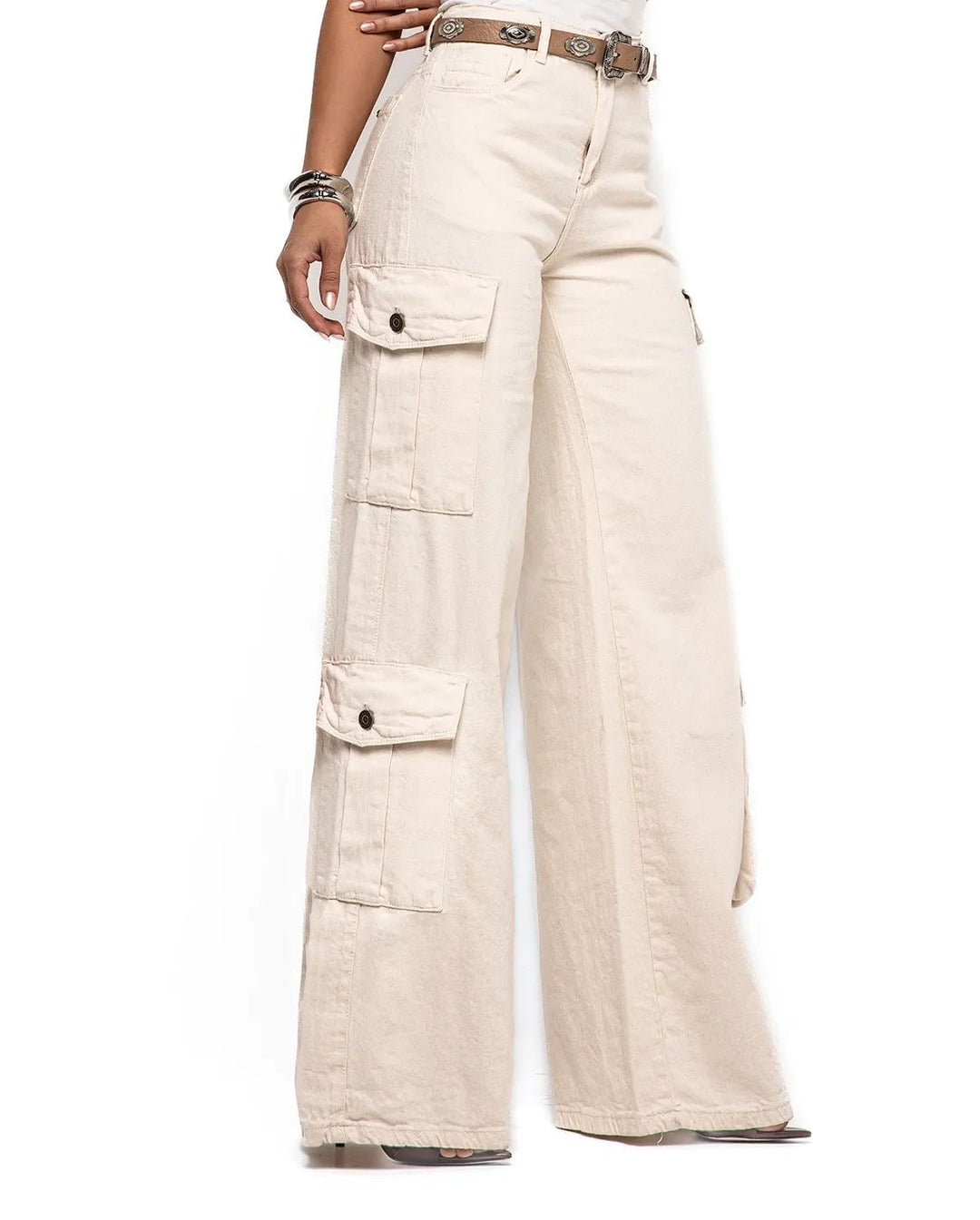 Calça Jeans Wide Leg Cargo 24757. 4(C)