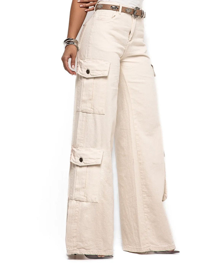 Calça Jeans Wide Leg Cargo 24757. 4(C)