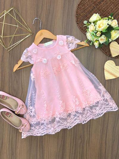 Vestido Infantil Tule Rendado  R1034  (8/G)