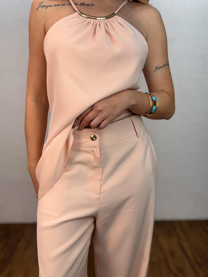 Conj. Blusa Detalhe Frontal Amarração e Calça Pantalona 2209 (5J)
