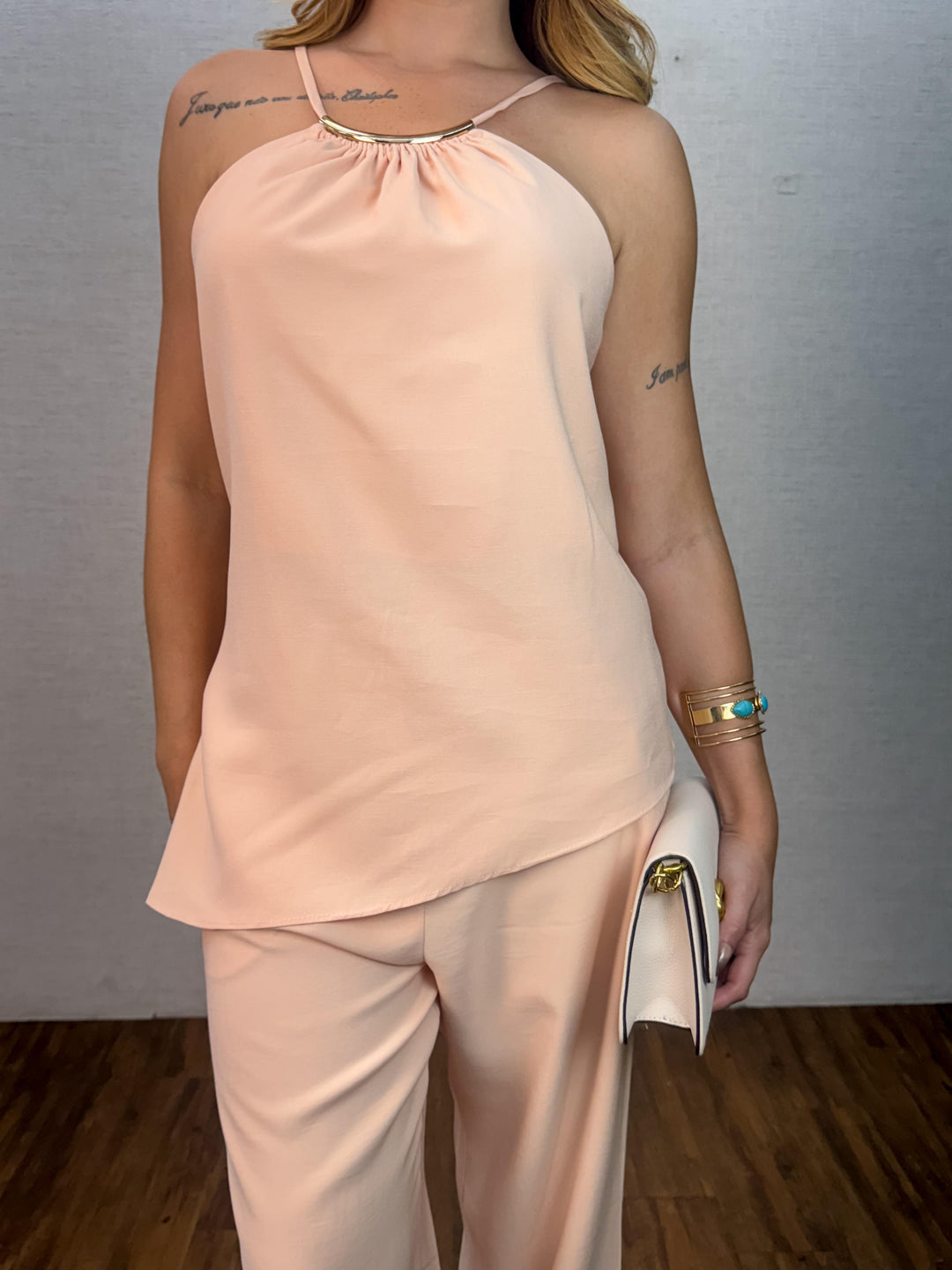 Conj. Blusa Detalhe Frontal Amarração e Calça Pantalona 2209 (5J)