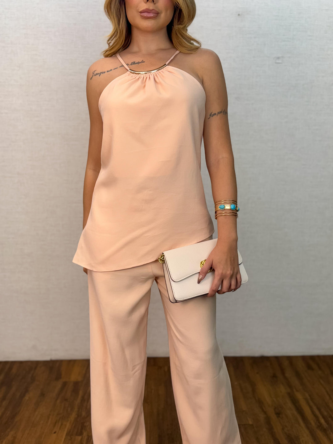 Conj. Blusa Detalhe Frontal Amarração e Calça Pantalona 2209 (5J)