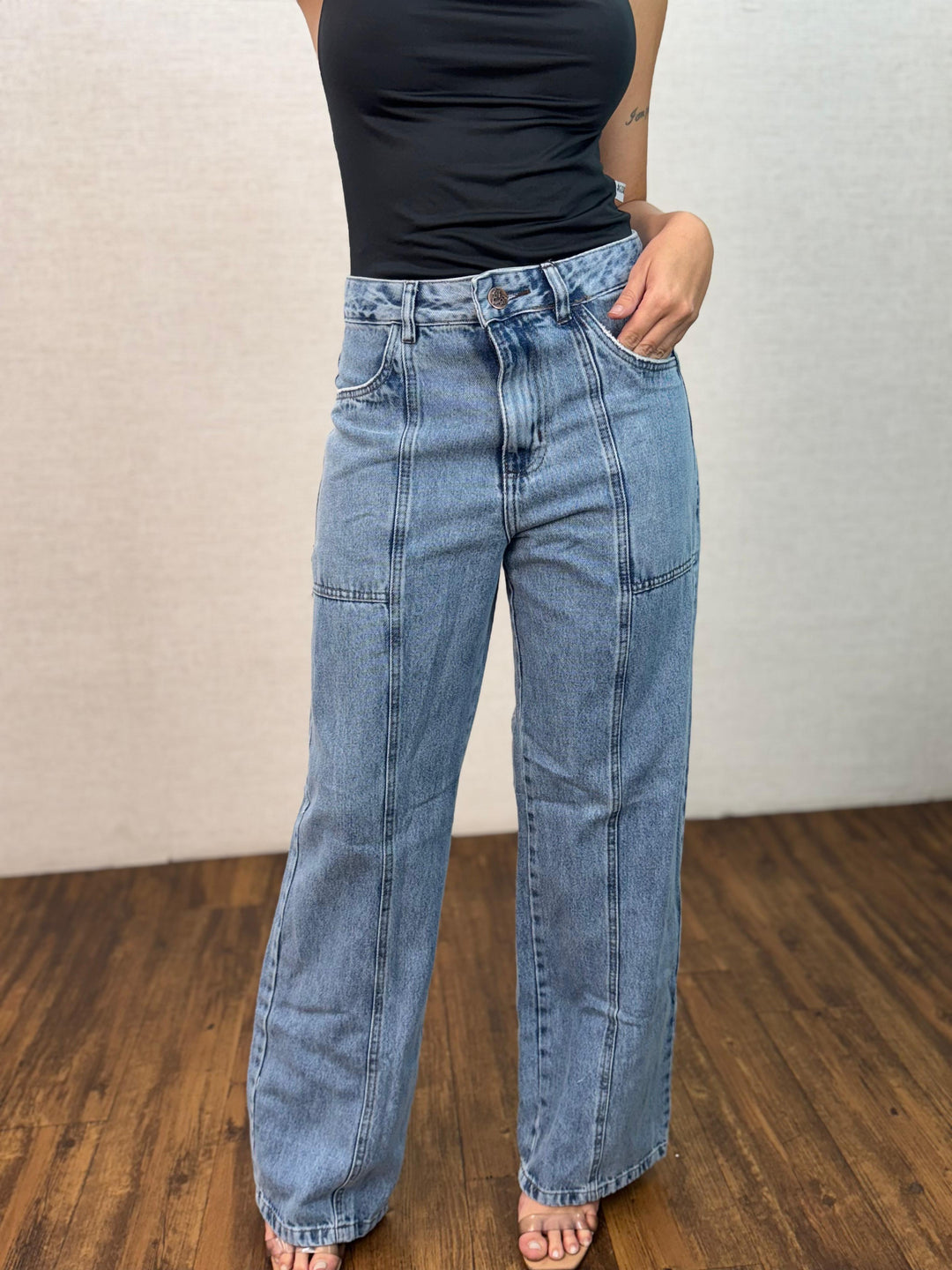 Calça Jeans Wide Leg Nervura 7972/1006 (4-H)