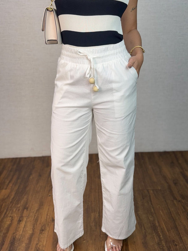 Calça Linho Detalhe Lateral 358785. (4-A)