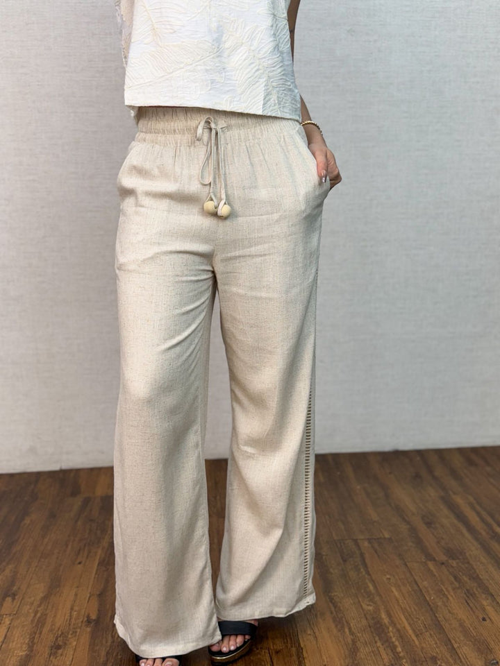 Calça Linho Detalhe Lateral 358785. (4-A)
