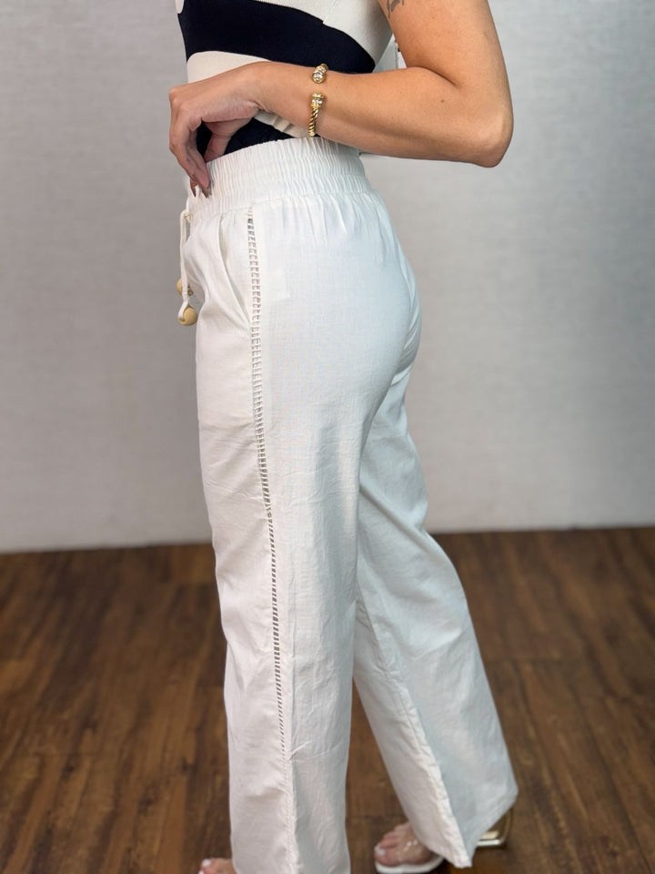 Calça Linho Detalhe Lateral 358785. (4-A)