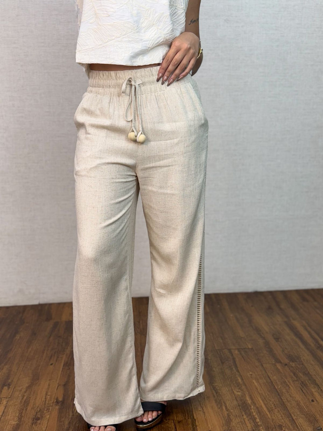 Calça Linho Detalhe Lateral 358785. (4-A)