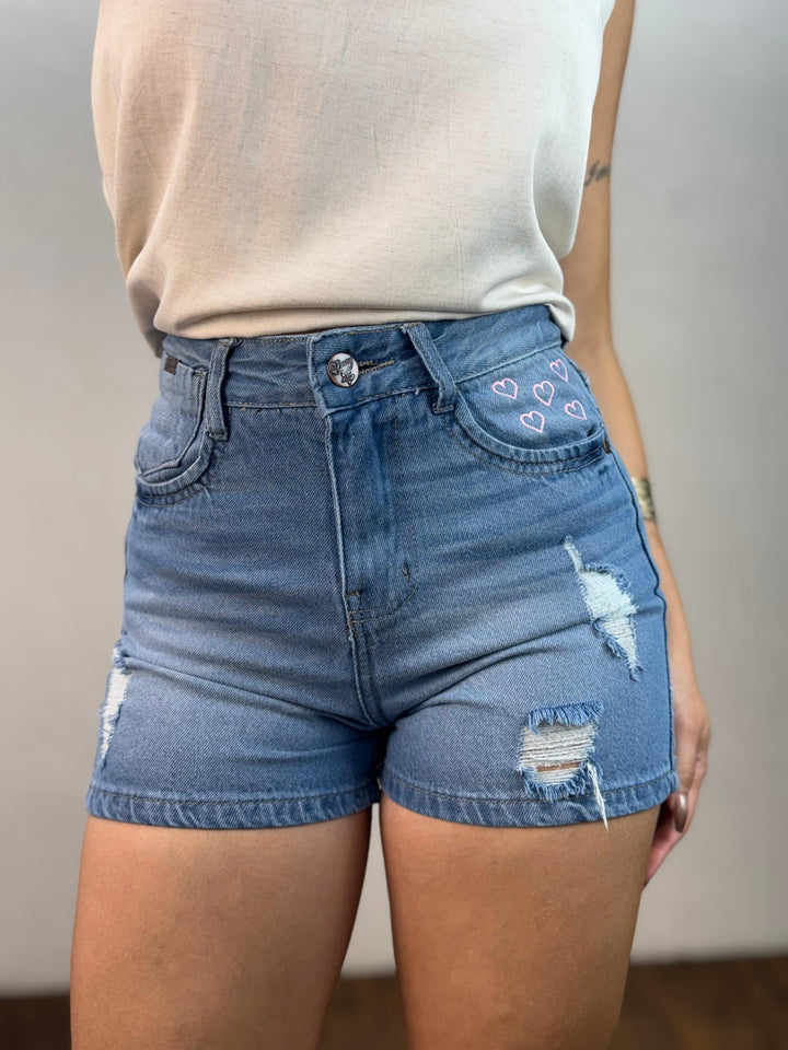 Short Puído Bordado Coração 7727/1000A (6J)
