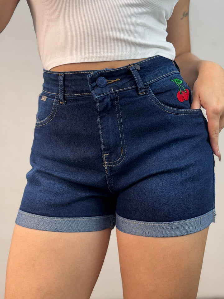 Short Jeans Bordado Cereja 7761/1003 B. (6-J)