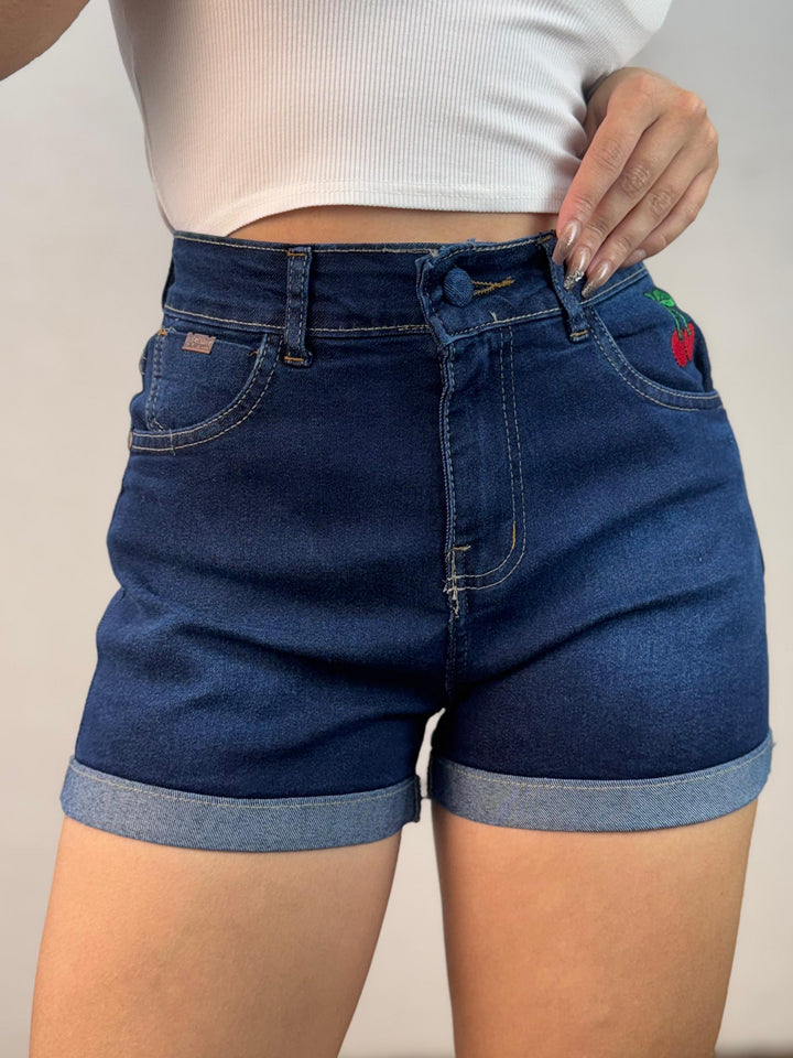 Short Jeans Bordado Cereja 7761/1003 B. (6-J)