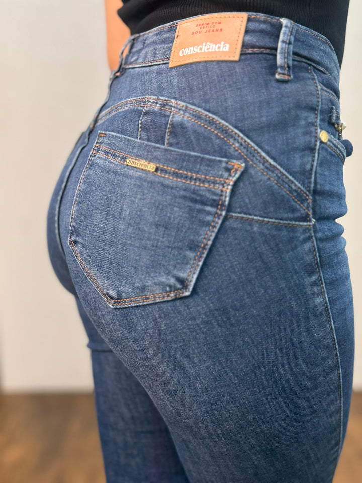 Calça Jeans Skinny Detalhe Bolso 24762. (4-G)