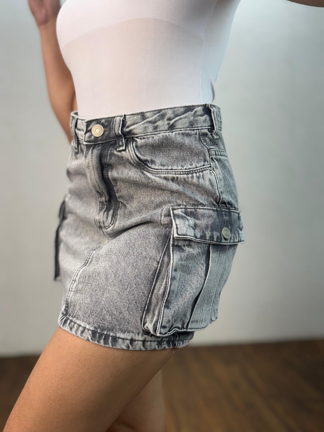 Mini Saia Jeans Cargo 24955