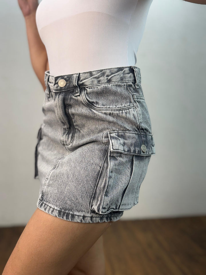 Mini Saia Jeans Cargo 24955