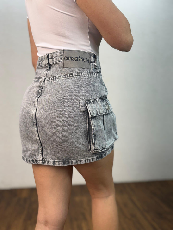 Mini Saia Jeans Cargo 24955