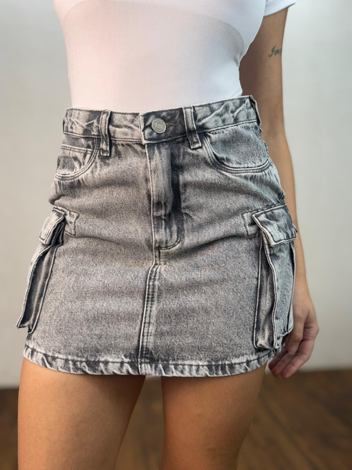Mini Saia Jeans Cargo 24955