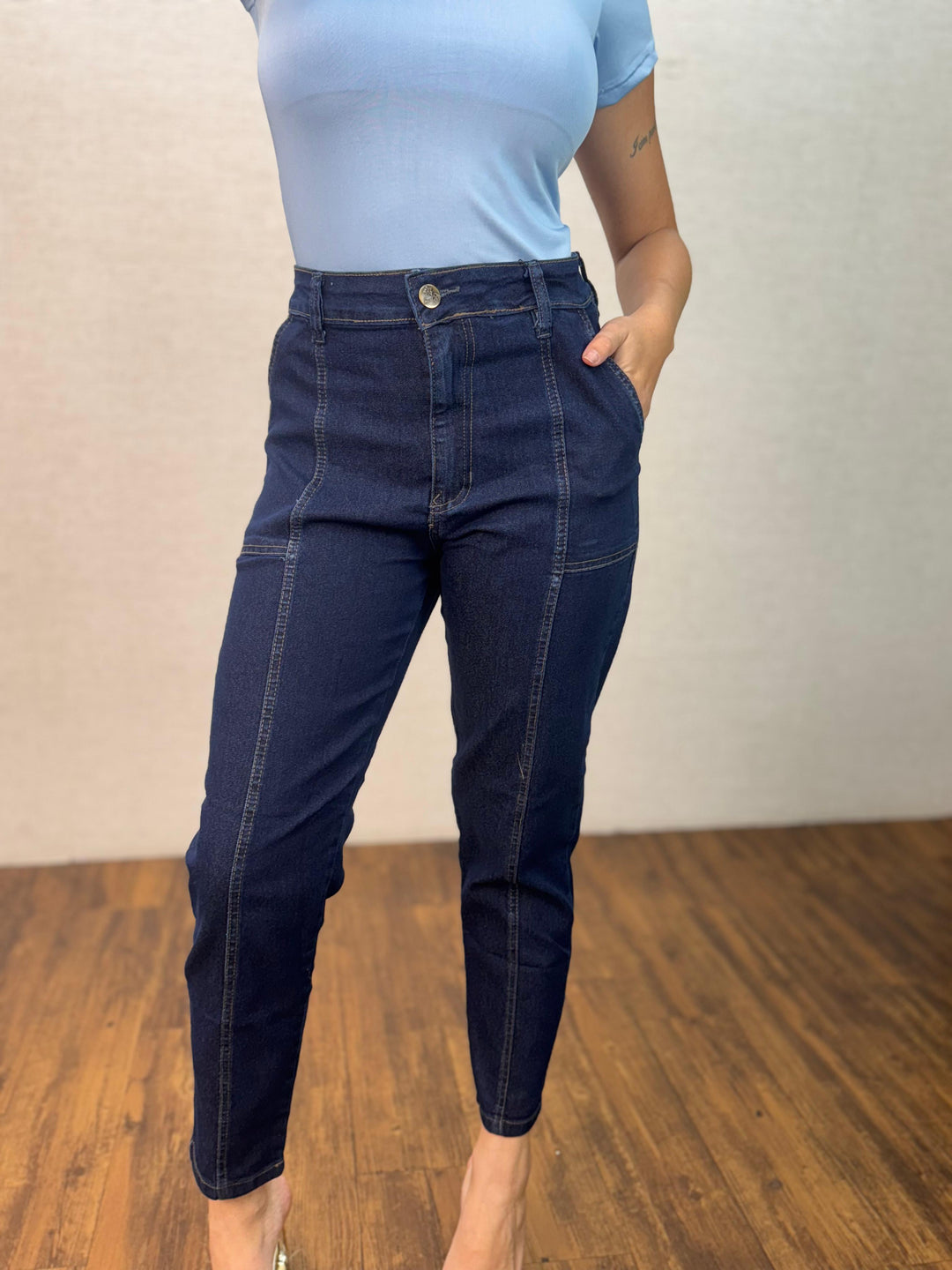 Claça Jeans Mom Nervura 7966/1015AB. (4-I)