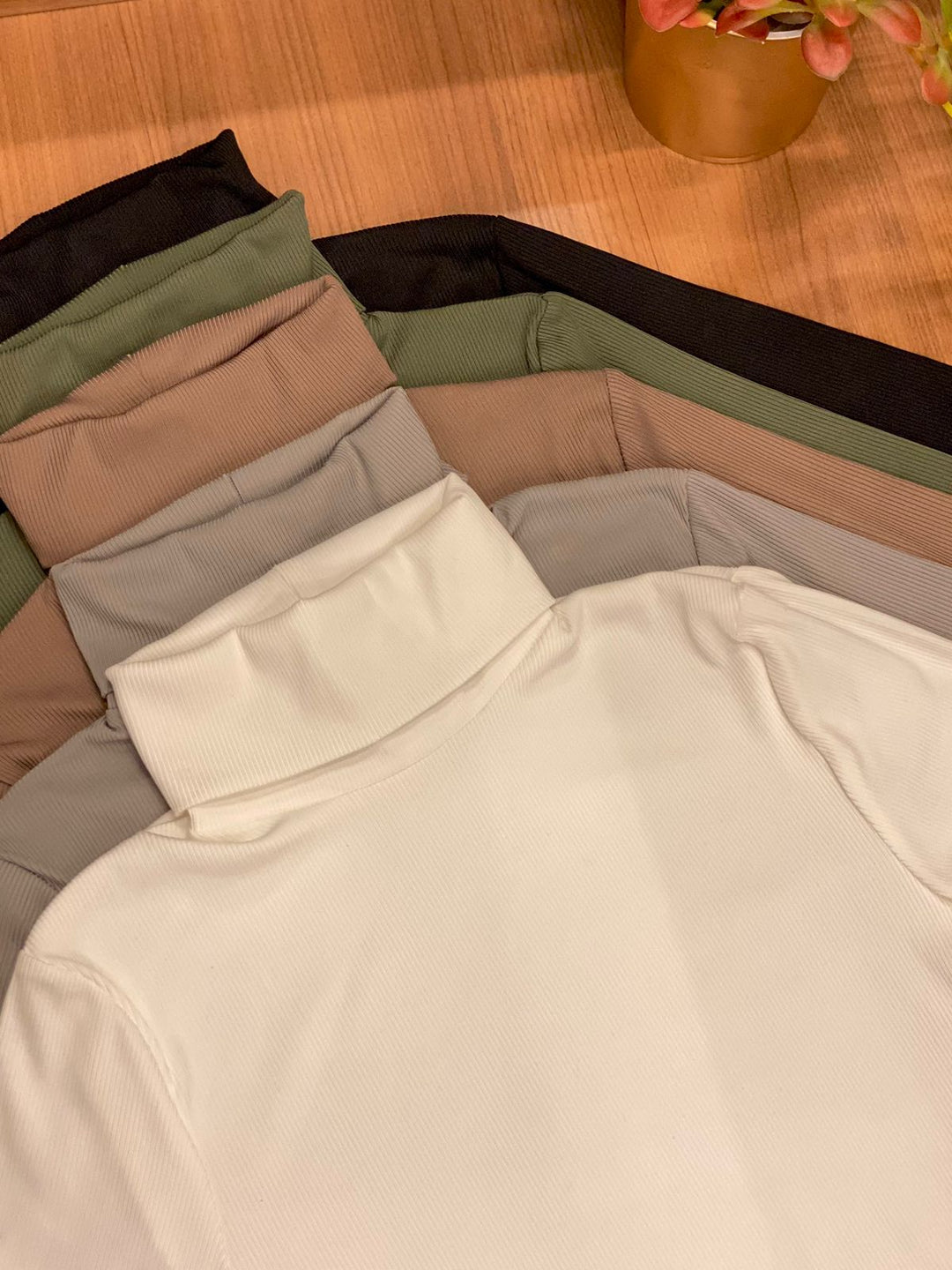 Blusa Canelada Gola Alta Manga Longa 46593   (14-N)