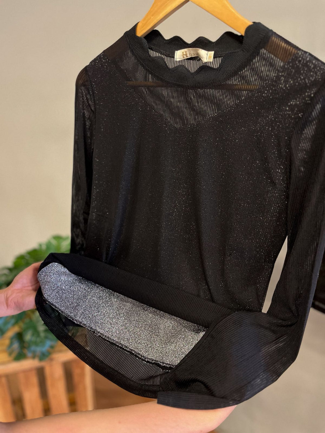 Blusa Tule Com Regata Brilho R969   (1-F)