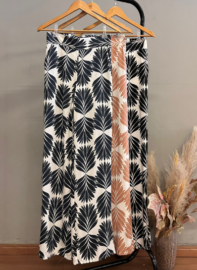 Conj. Blusa Cropped e Calça Pantalona Estampado 990174 (5D)
