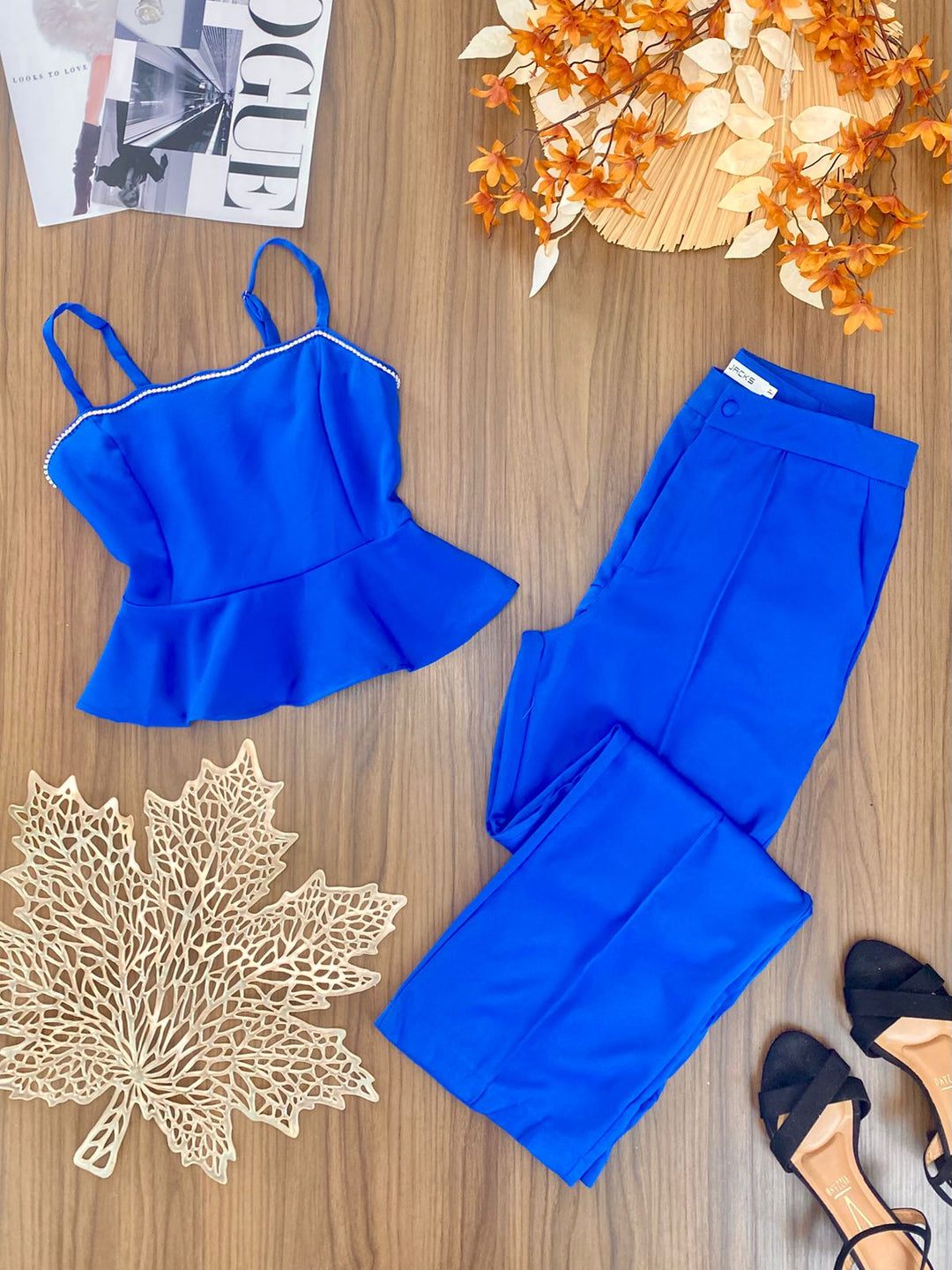 Conj. Cropped Babadinho e Calça Wide Leg 0756