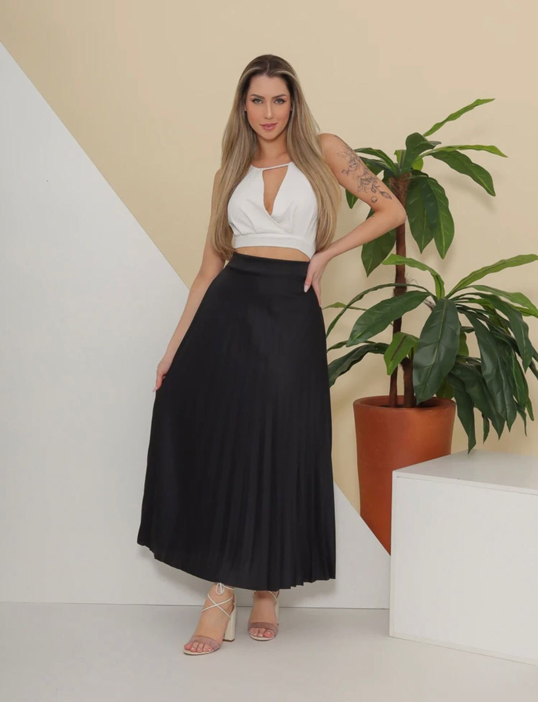 Saia Plissada Longa 11102